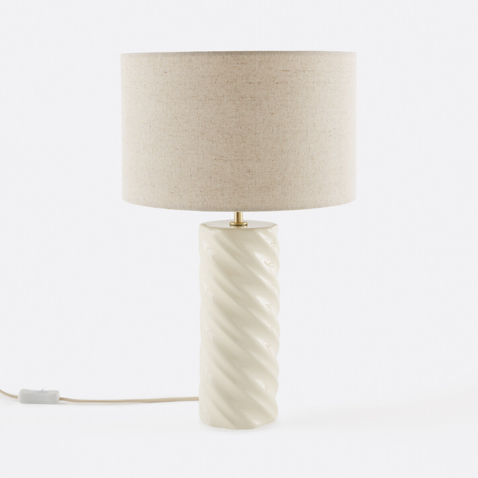 Lampe à poser céramique et lin, Dehen