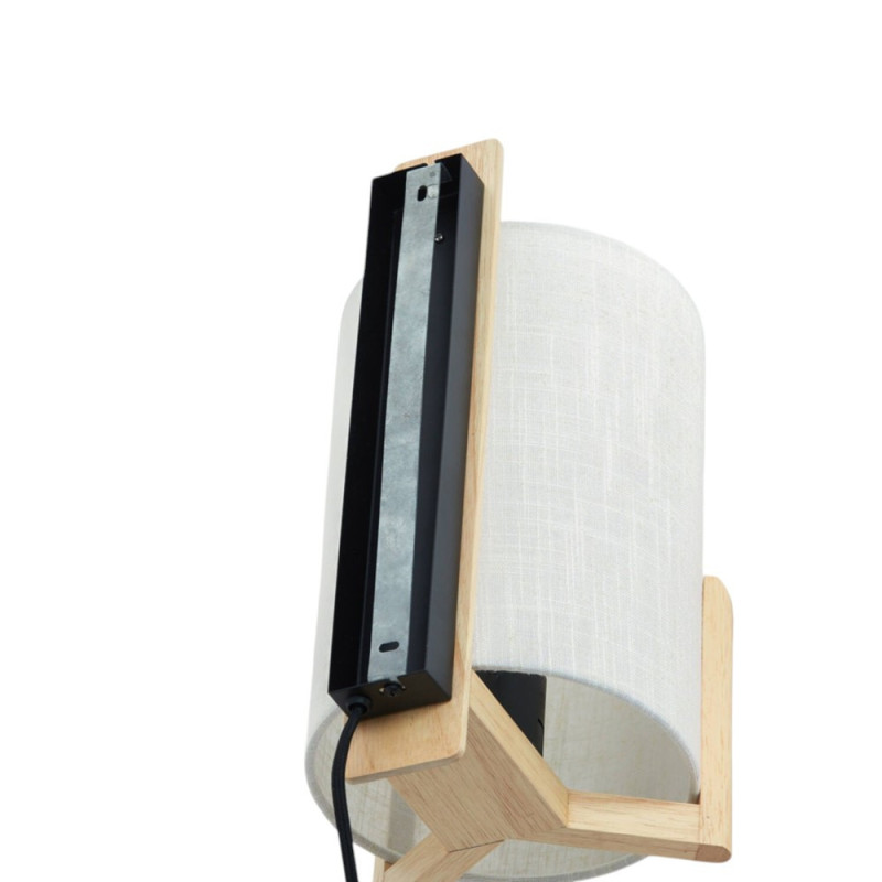 Applique bois clair et abat-jour blanc avec interrupteur Litto
