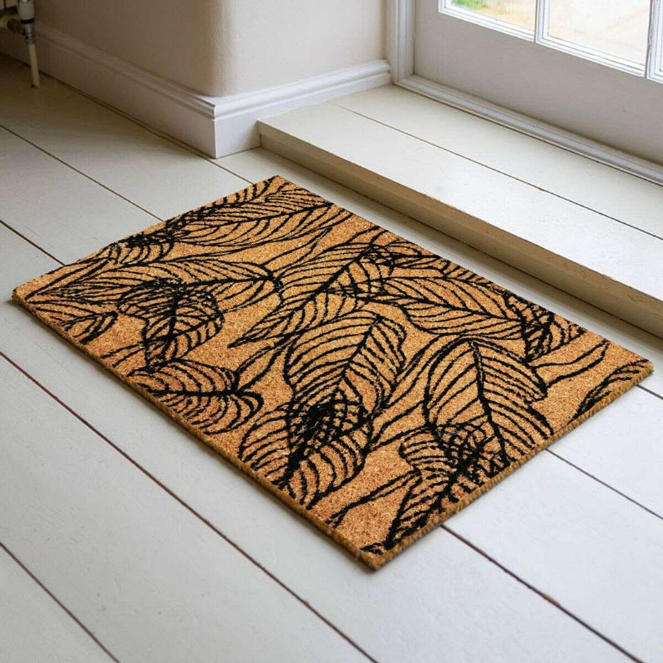 Paillasson fibre de coco motif feuilles - NERVURE