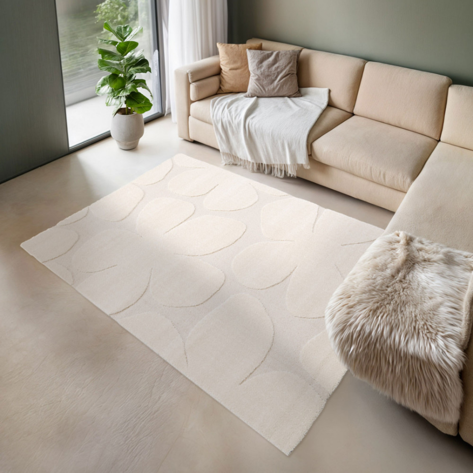 Tapis contemporain à motif floral en relief- FLOW