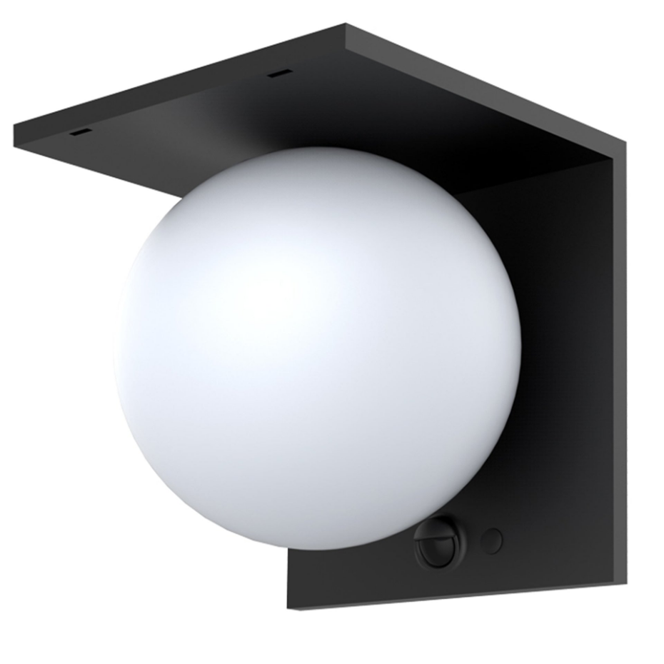 Applique murale solaire BOLLY noir sensor H14cm