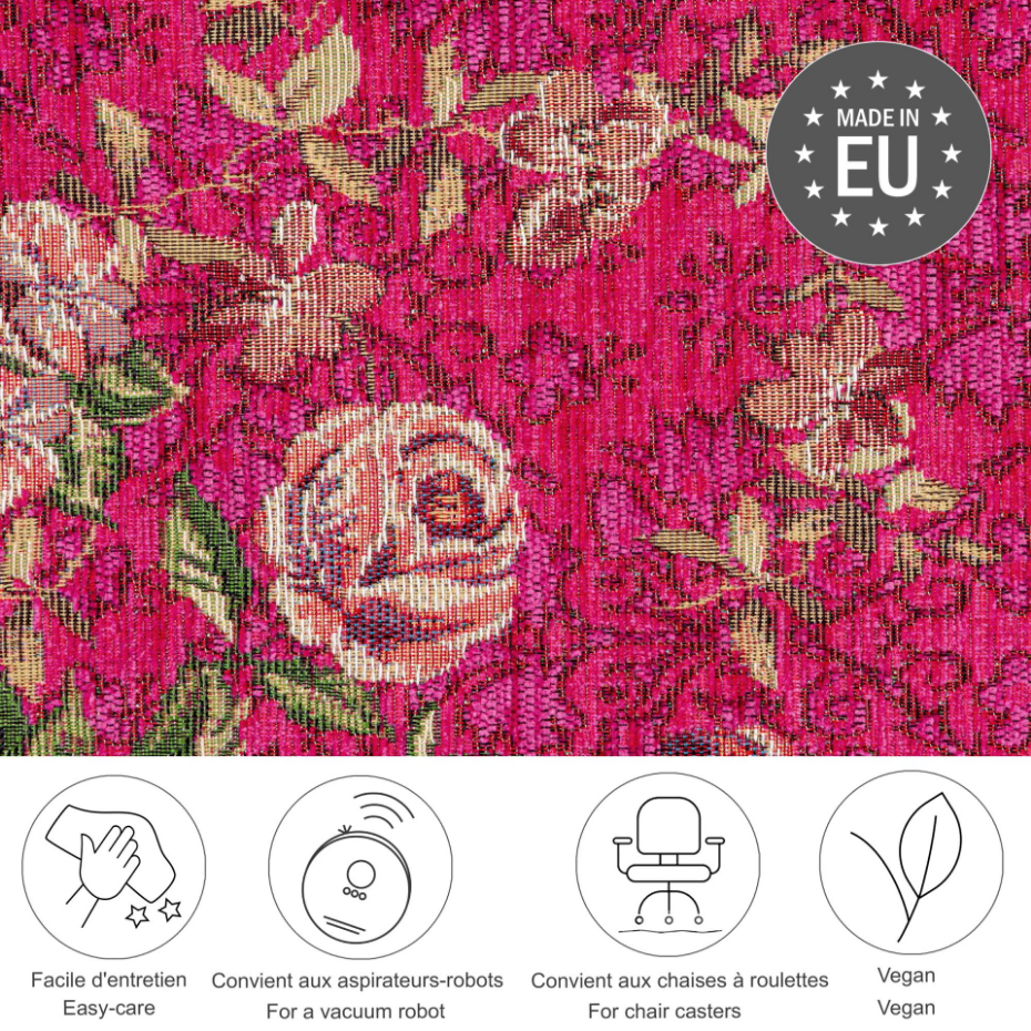 Tapis floral tissé à la machine avec bordure - Flomi