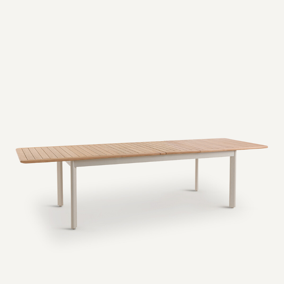 Table de jardin à allonges, alu et teck, Isabbo