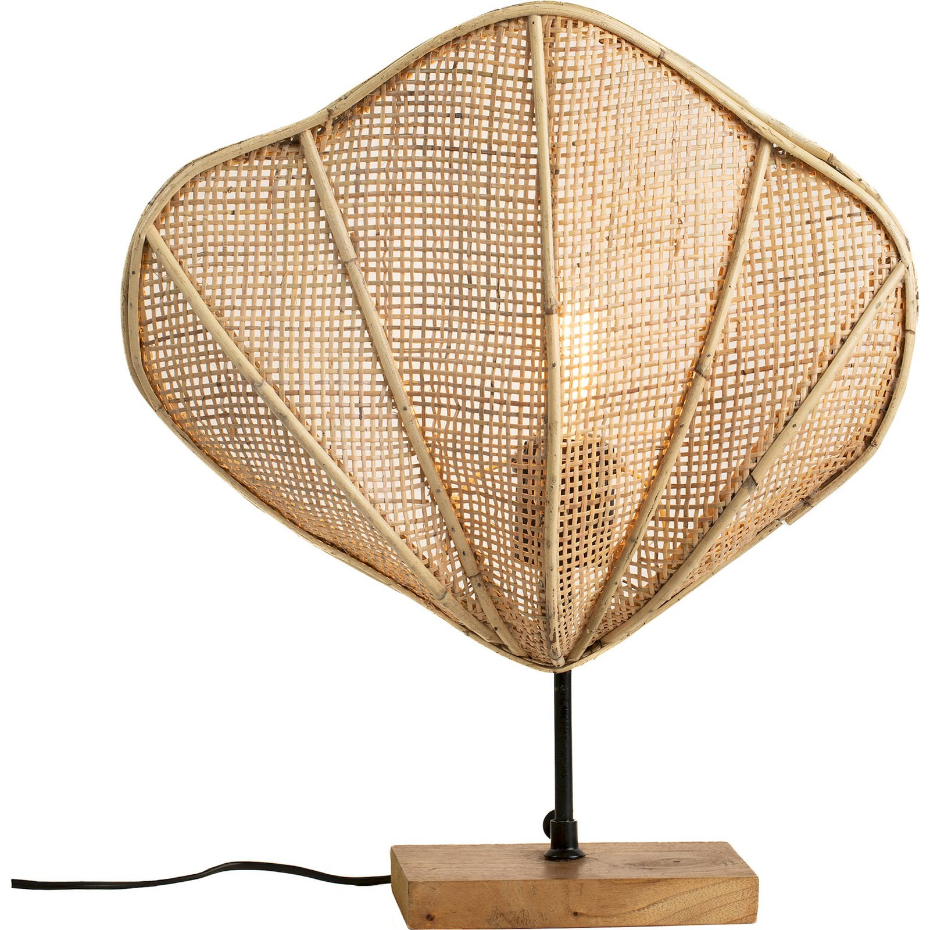 Lampe de table en rotin forme coquillage organique