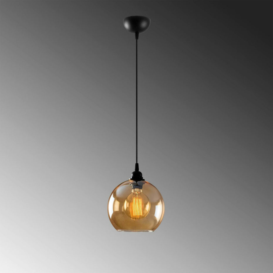 Suspension en verre doré forme globe Ø20 cm SIVAS