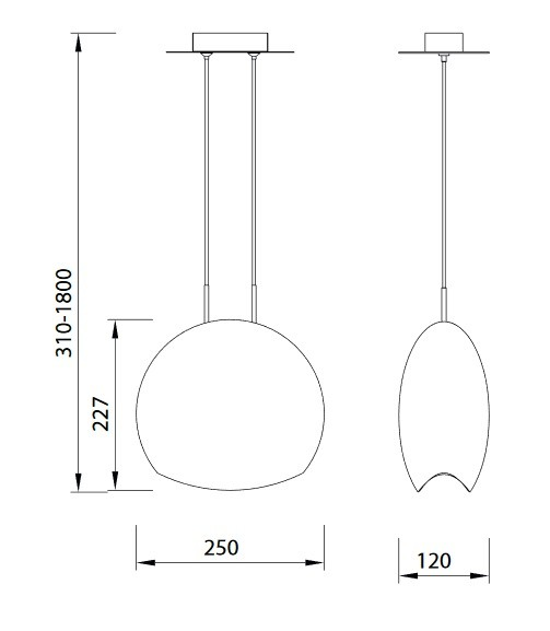 Suspension en verre design, LENS