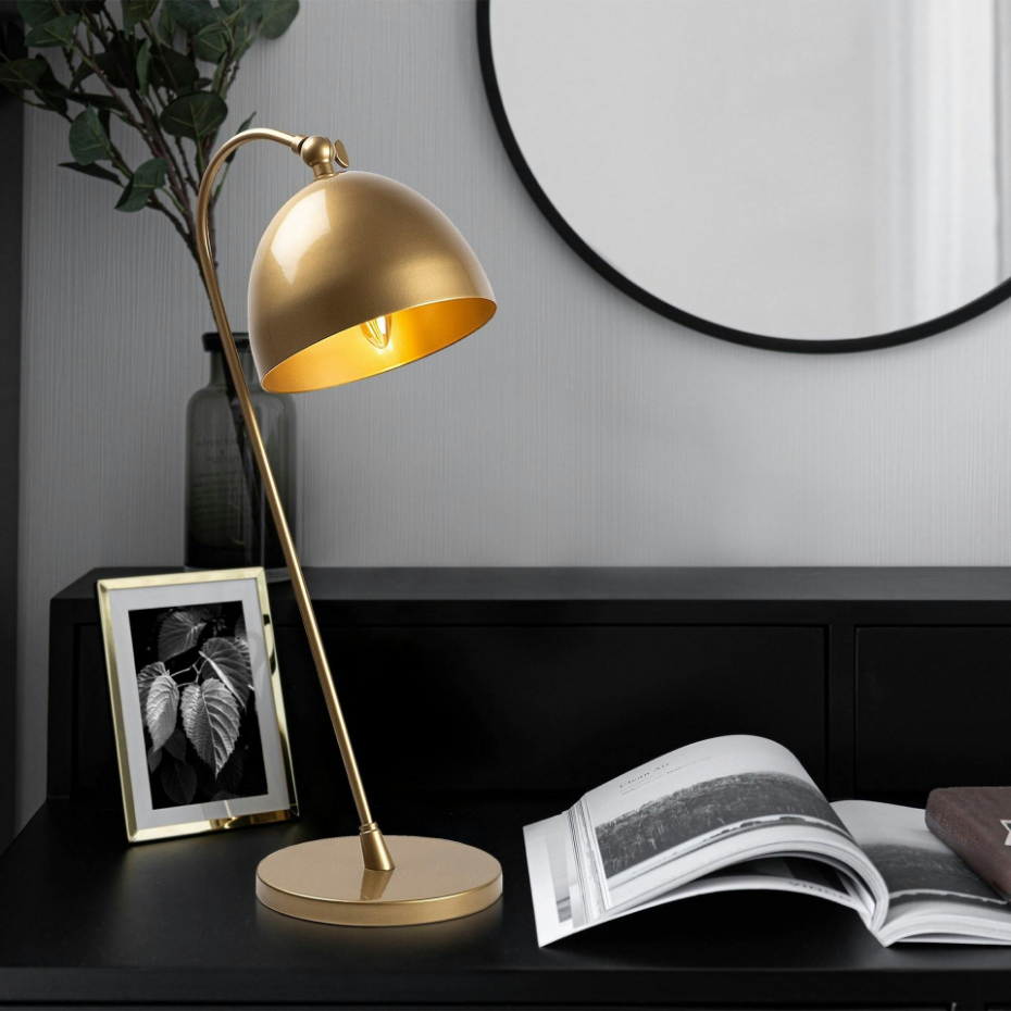 Lampe de chevet vintage cuivrée, abat-jour rond orientable SILE