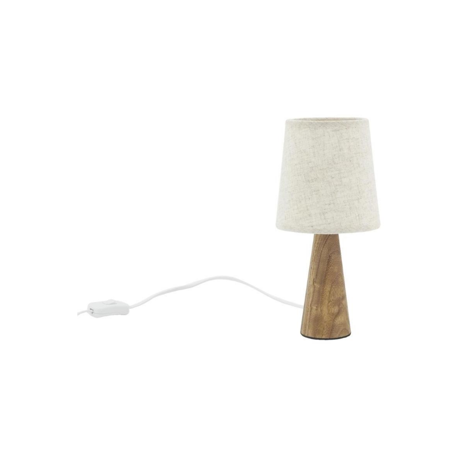 Mini lampe à pied en paulownia et abat-jour écru