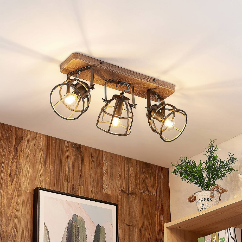 Plafonnier en bois vintage, Rutger