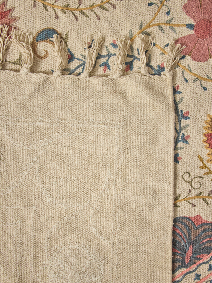 Tapis en coton brodé Flore - S