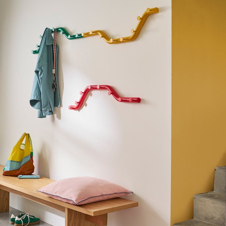 Patère métal acier coloré, 8 crochets, Tubi