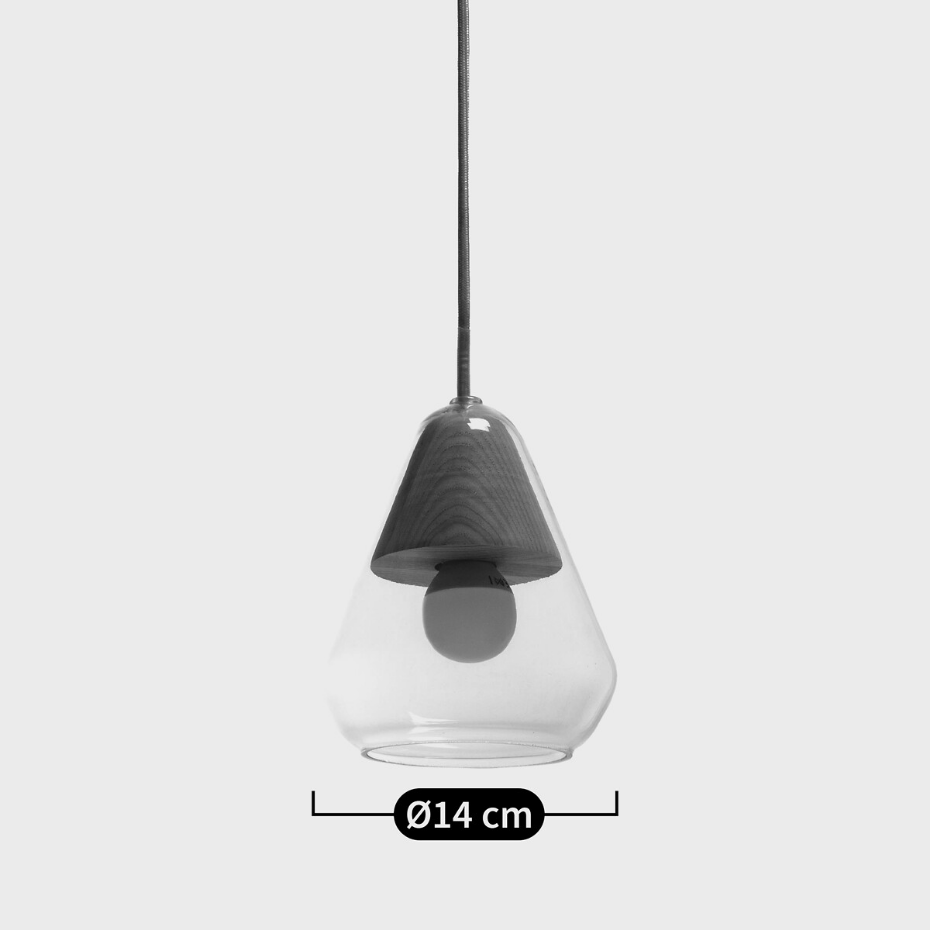 Suspension verre et bois Ø14 cm, Nasoa