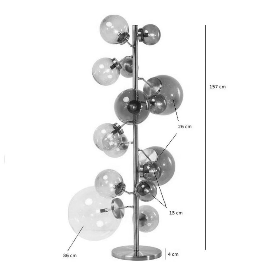 Lampadaire en verre et acier 160cm, BALLOON