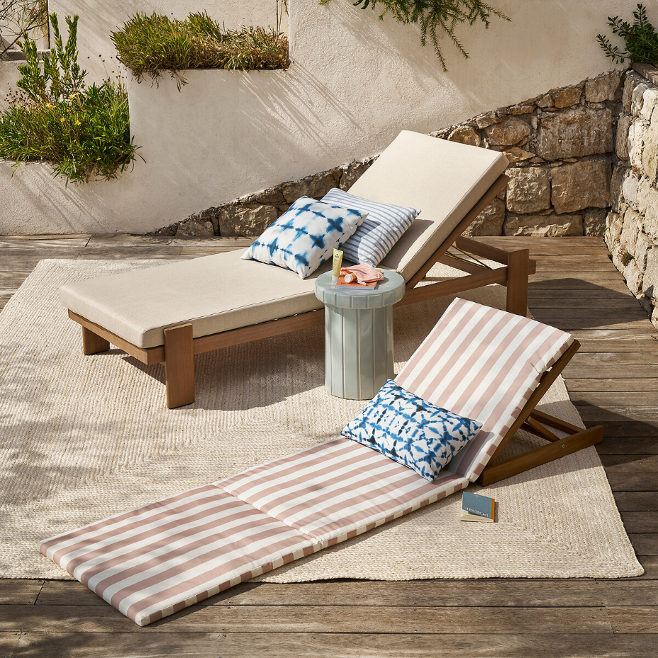 Banc coffre de jardin, en acacia, avec coussin, BRUT