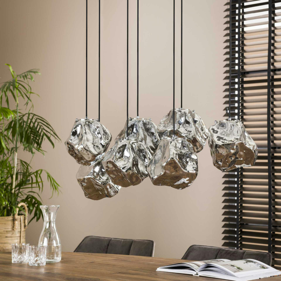 Suspension 7 lampes style moderne en verre NIAGARA