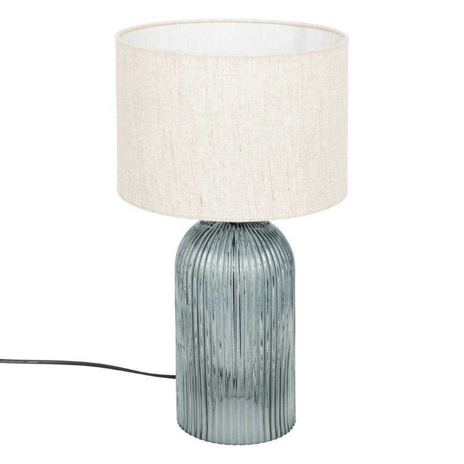 Lampe à poser verre coloré et lin MATI
