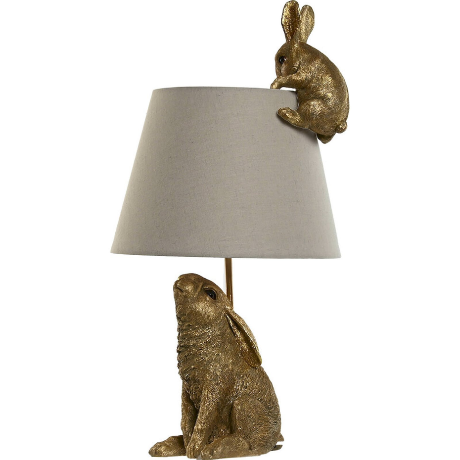 Lampe de table lapin en résine style shabby rond Shabby