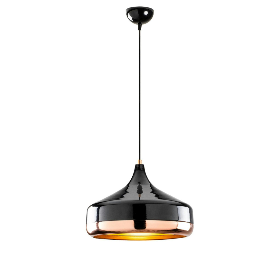 Suspension moderne noire et cuivre forme évasée SILE