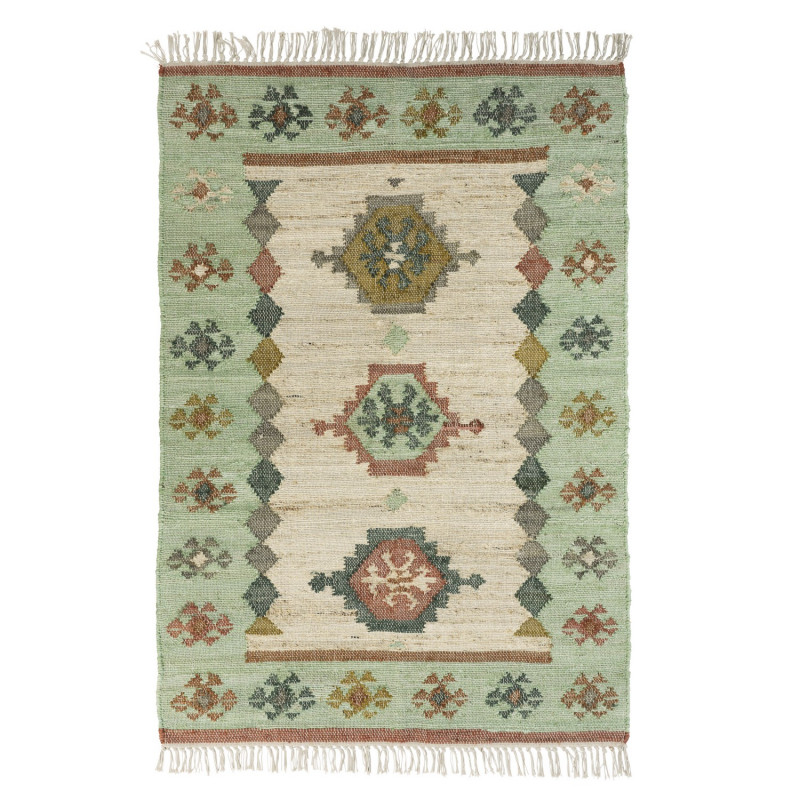 Tapis tissé jute coton bohème