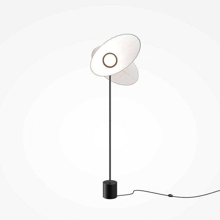 Lampadaire salon design – abat-jour blancs orientables JUNO
