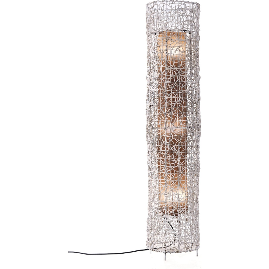 Lampe sur pied en rotin décapé forme carrée