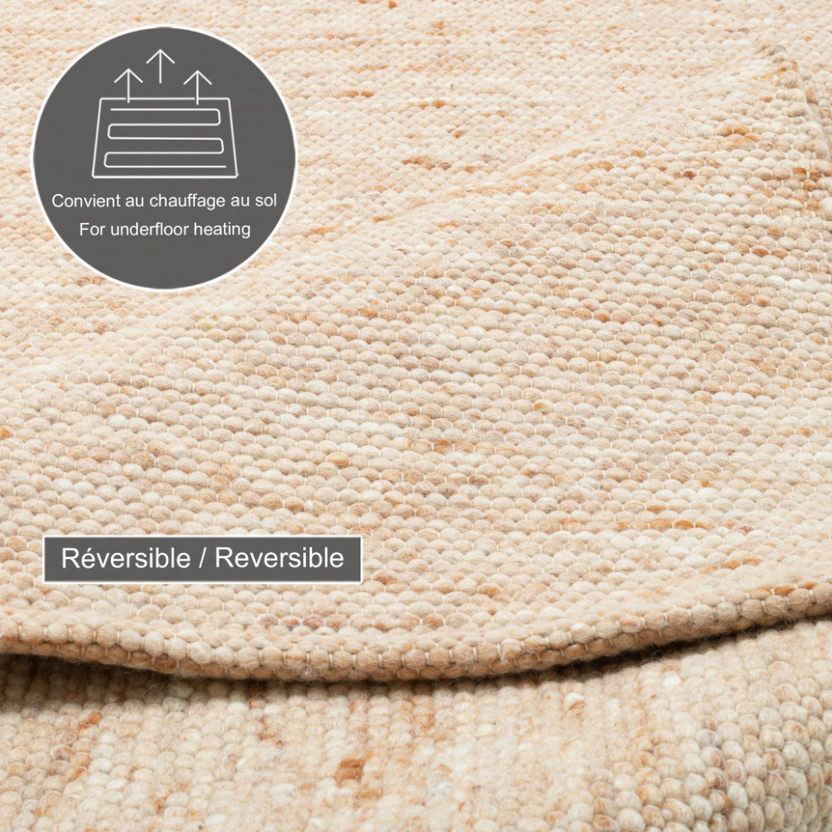 Tapis réversible en laine foulée tissé à la main aux couleurs vives - Alpen