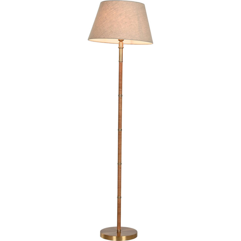 Lampadaire rond en laiton et rotin Item Home India Lamps 1c25