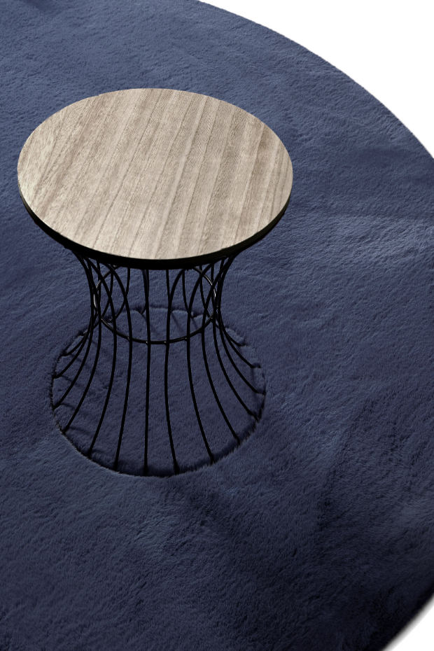 Tapis salon rond doux sensation peau de lapin ,  Anna