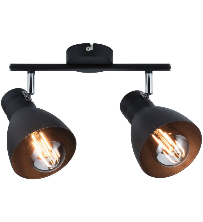 Spot réglette 2 lumières davy noir 2x20w