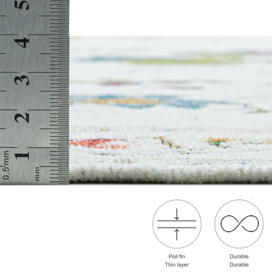 Tapis floral tissé à la machine avec bordure - Flomi