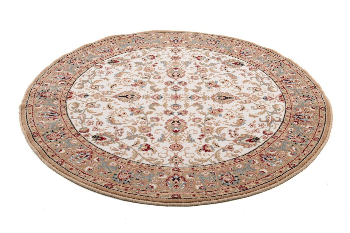 Tapis d'orient floral Dolna tissé, laine, rond