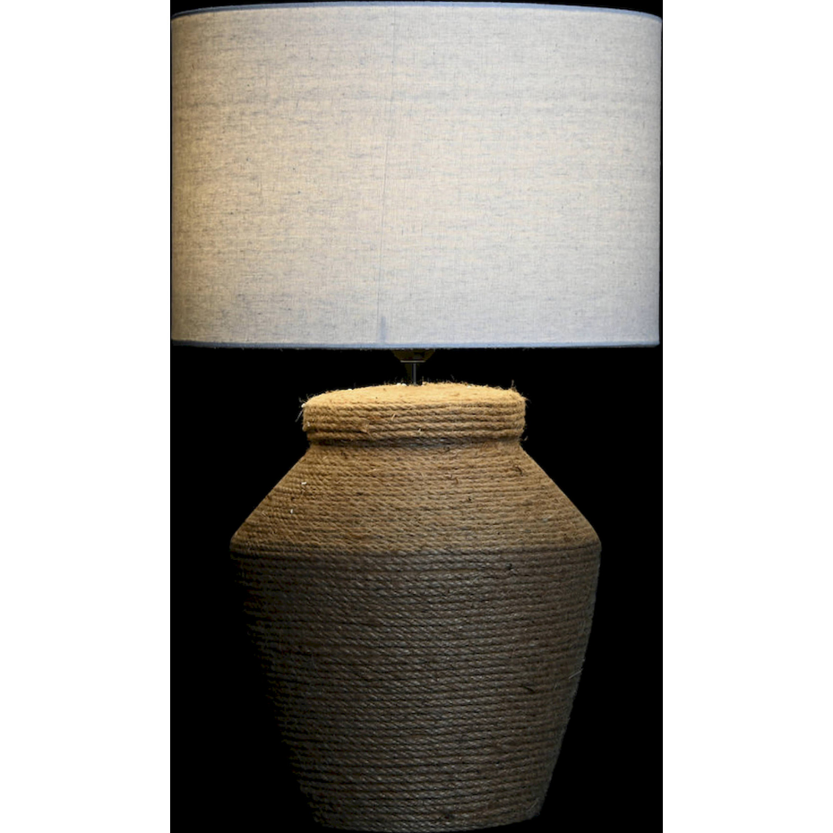 Lampe de table en corde et abat-jour lin Cottage