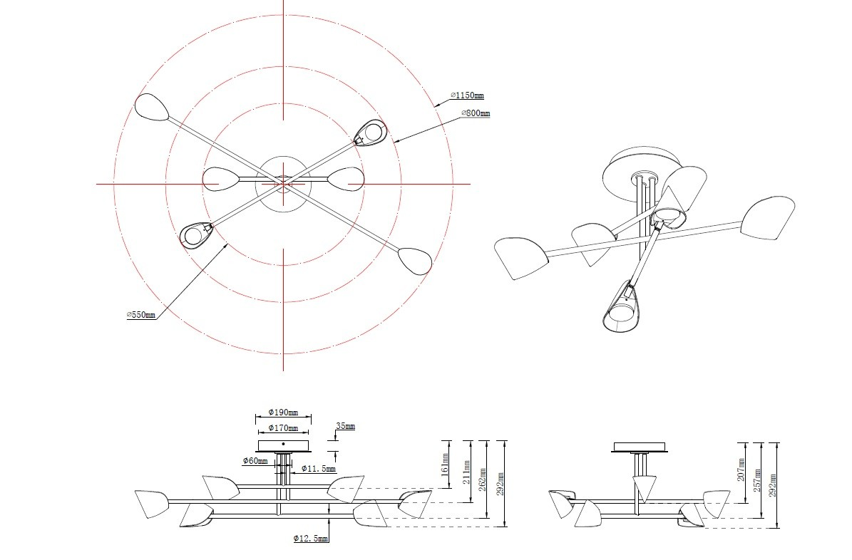 Plafonnier design en métal, D.115 , CAPUCCINA