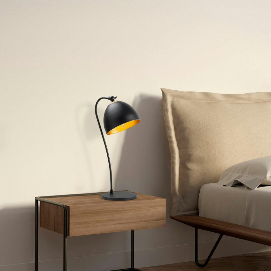 Lampe de chevet moderne noire et dorée, 54 cm SILE