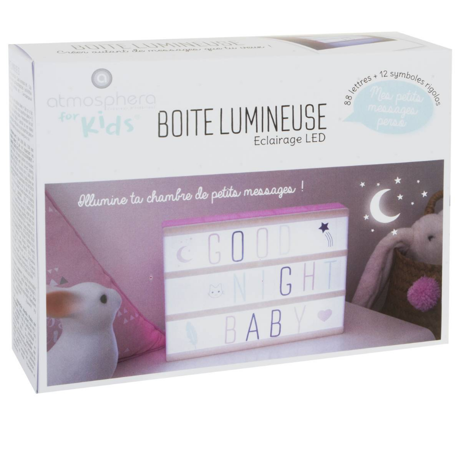 Lampe boîte lumineuse enfant lettres et symboles
