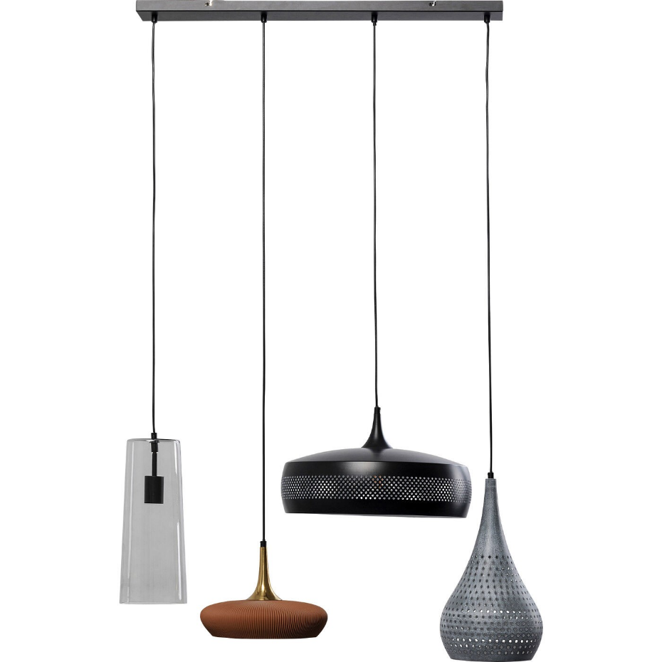 Suspension rectangulaire en acier et verre, MELANGE