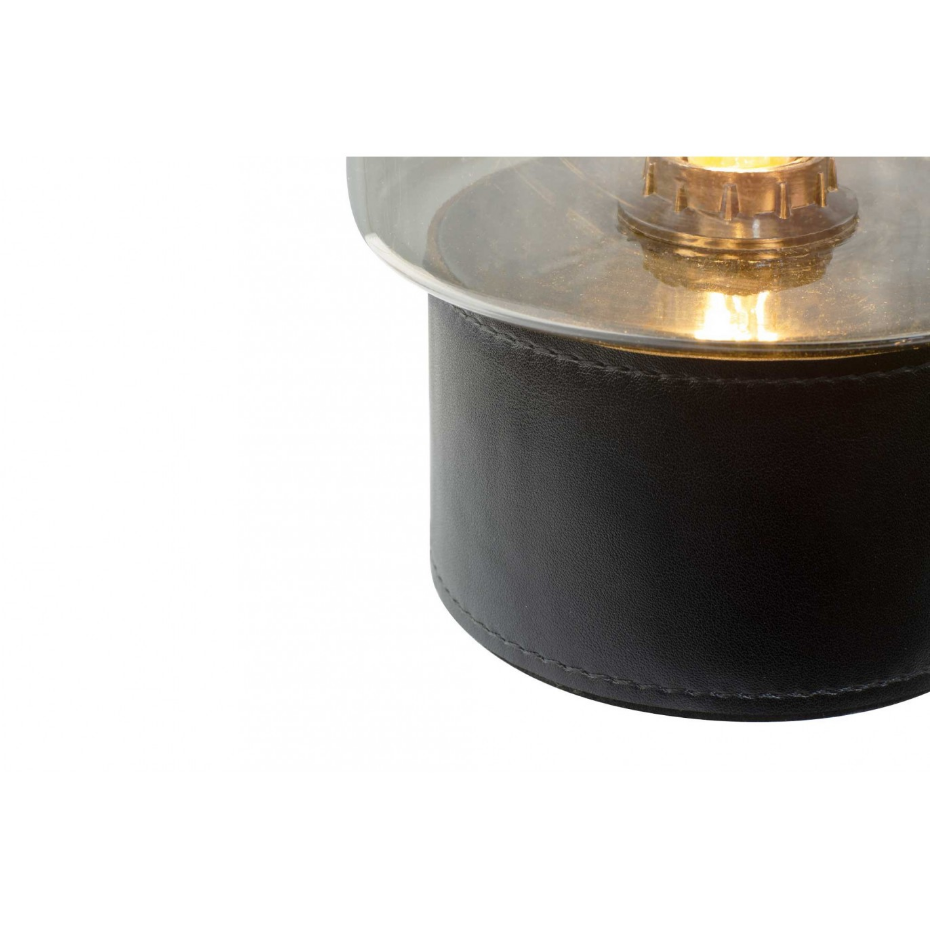 Lampe à poser aspect cuir et verre, ACOREL