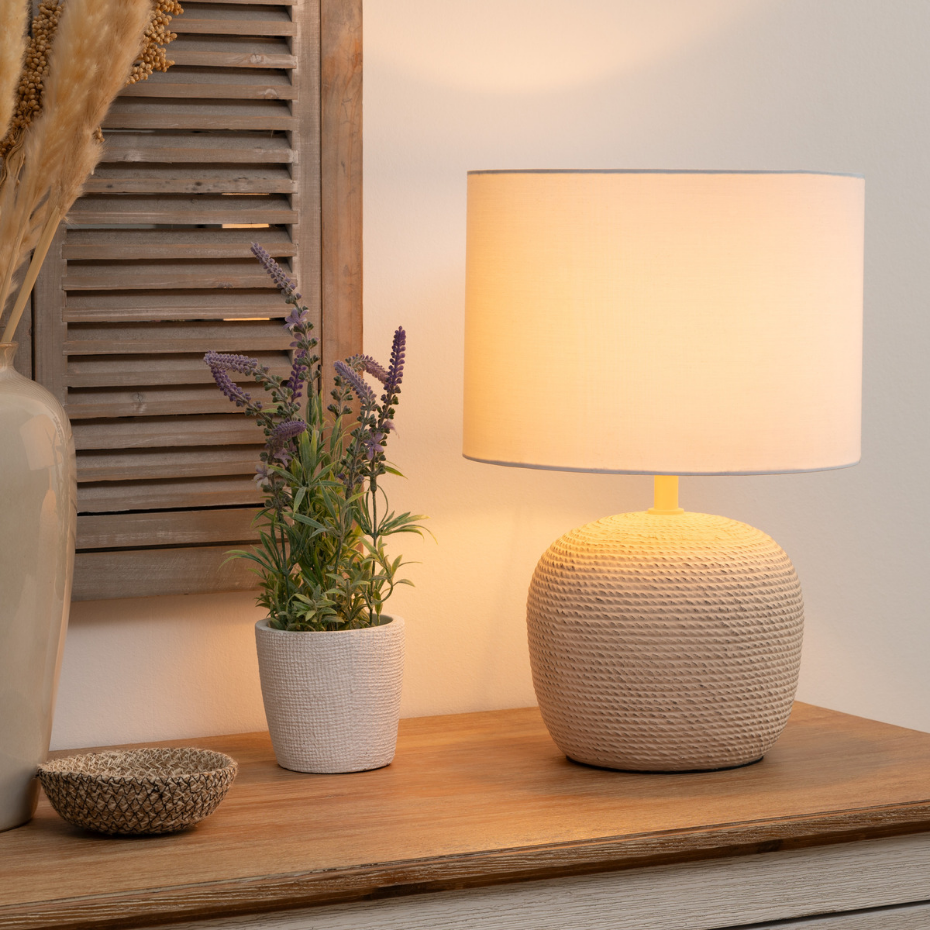 Lampe céramique texturée et coton DAVIA