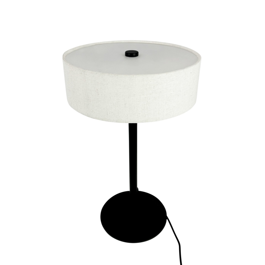 Lampe à poser en métal et tissu Noir/Blanc Calix