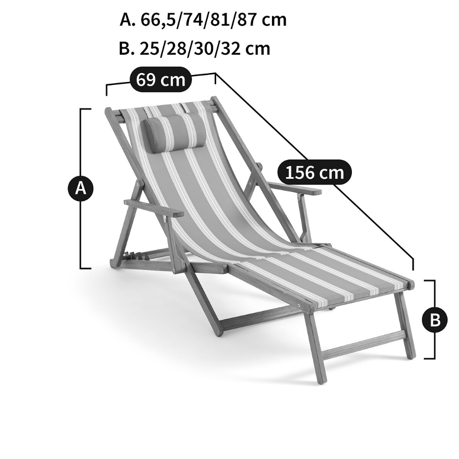 Chaise longue acacia et toile, Veniza