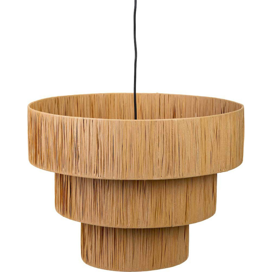 Suspension ronde en raphia et métal pour salon