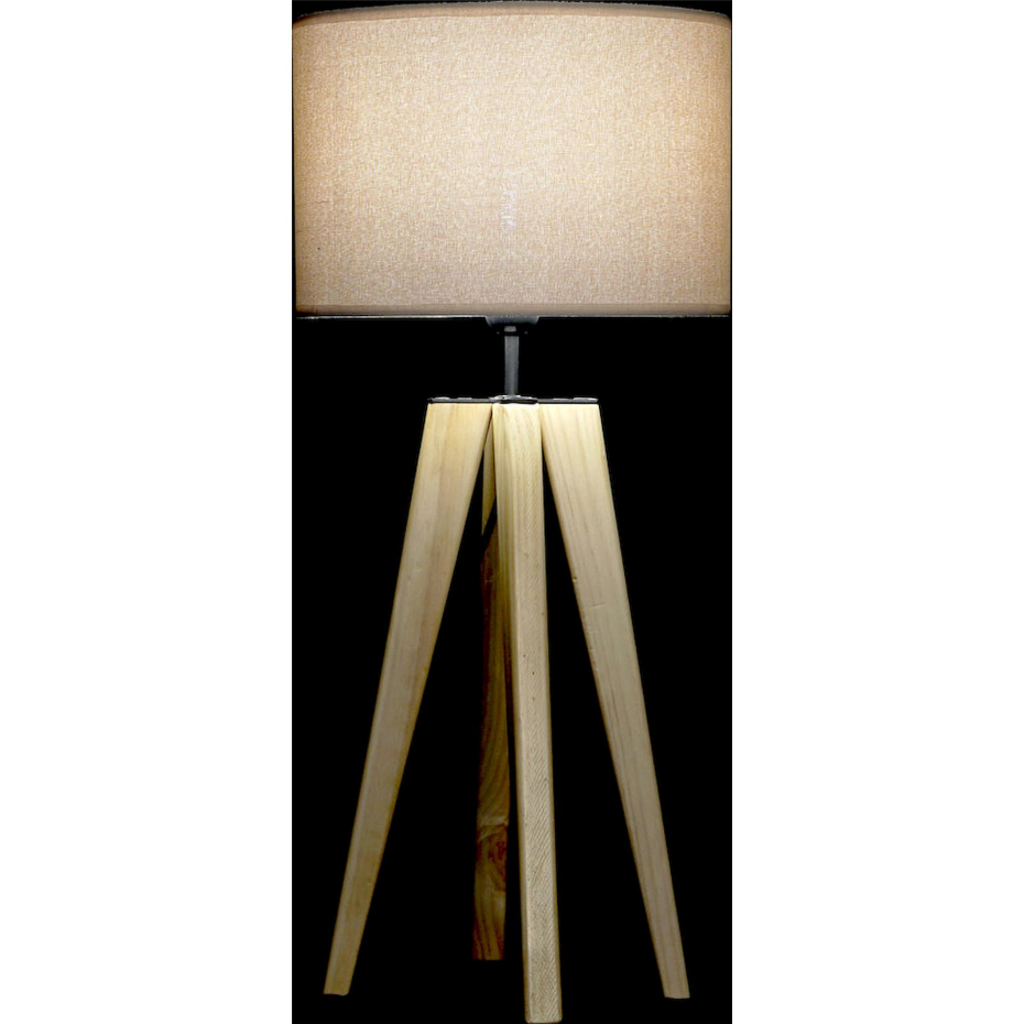 Lampe de table en bois rond Scandi