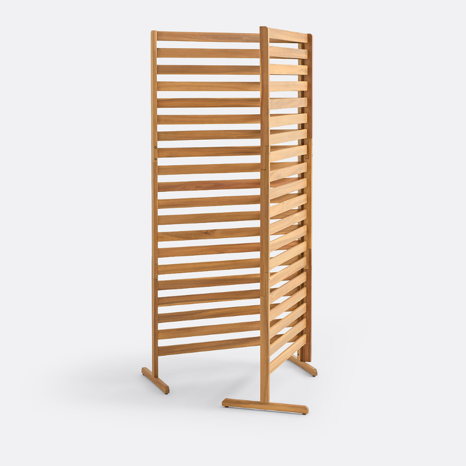 Claustra de jardin en acacia, double panneau, WASSIF