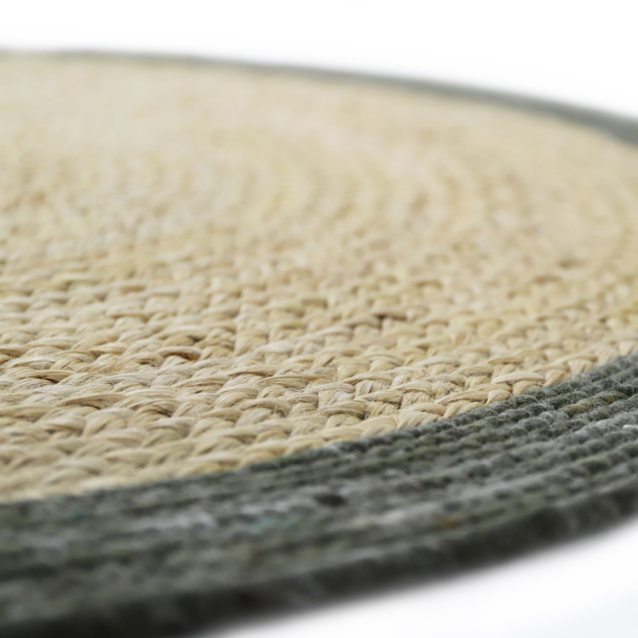 Tapis rond en jute et laine feutrée YHUKI