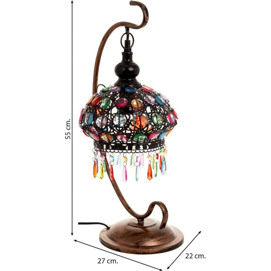 Lampe de table en métal perles colorées style bohème