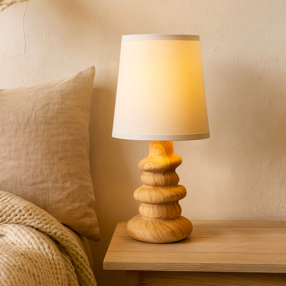 Lampe à poser en céramique effet bois 17.5x17.5x36.5cm