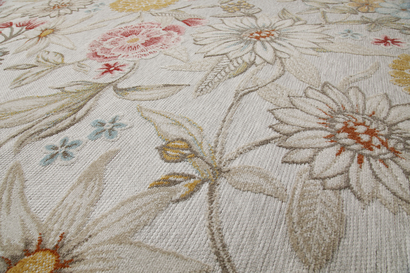 Tapis intérieur extérieur bohème motif fleurs ,  Abloom