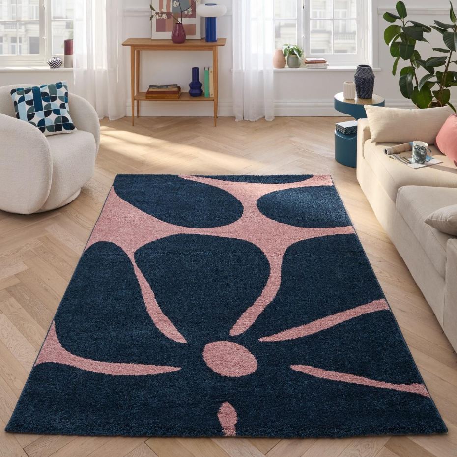 Tapis de salon vintage à fleurs GROOVY