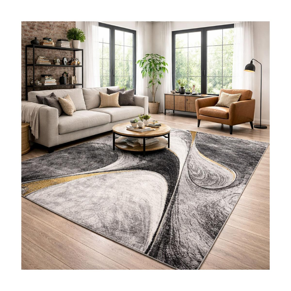 Tapis salon et chambre tissé motif géométrique LYN8 MADILA