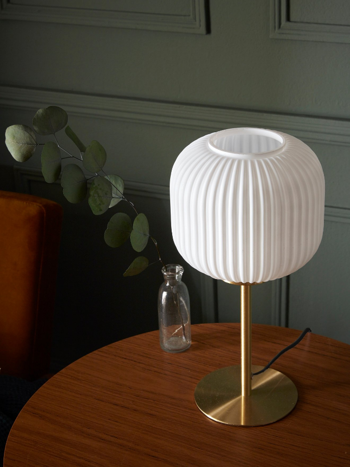 Lampe laiton et verre strié